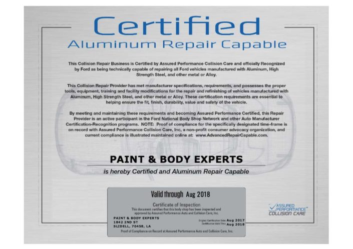 Aluminum Repair Certified